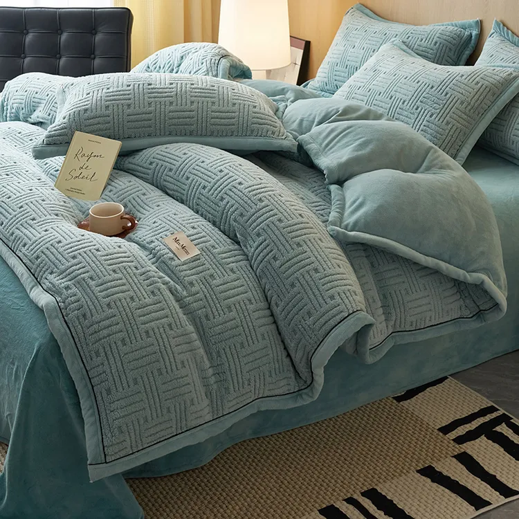 2025新款加厚保暖塔芙绒牛奶绒提花单被套被套四被套简爱简爱系列