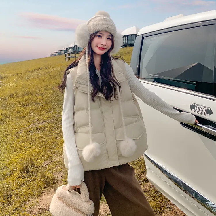连帽羽绒棉衣马甲女中长款宽松大码韩版2025秋冬新款加厚坎肩外套