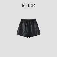R-HER【酷黑皮裤】秋季轻奢时尚复古时髦美拉德复古百搭休闲短裤女