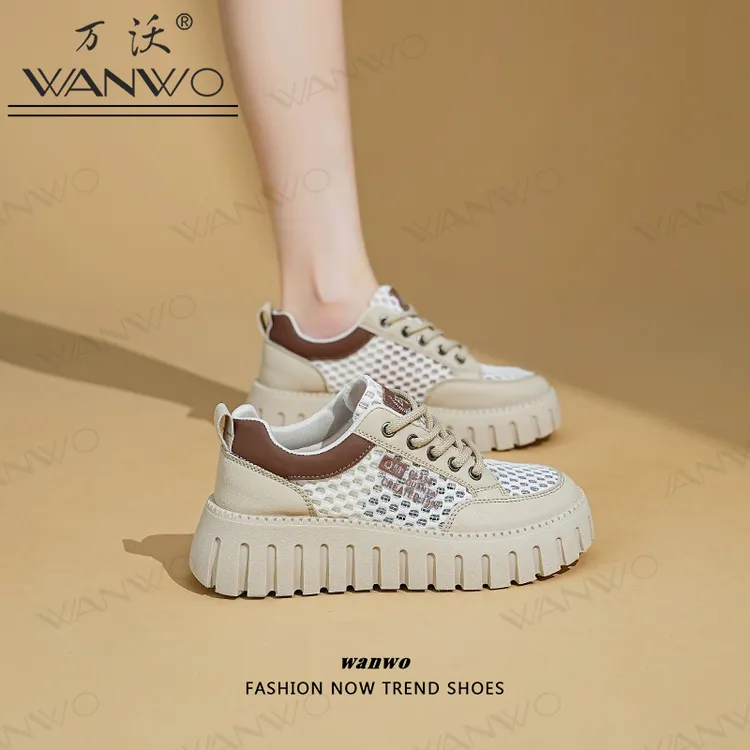 薄款夏季时尚休闲鞋透气百搭镂网面小白鞋新款单鞋运动板鞋休闲鞋