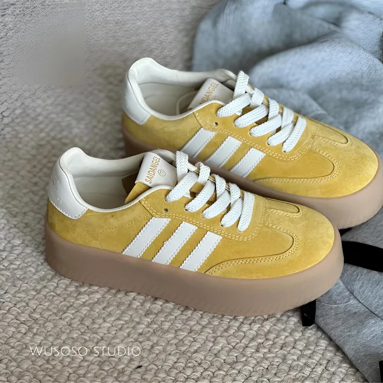 三福25夏季新款复古时尚百搭厚底德训鞋女鞋增高舒适小众女鞋鞋子