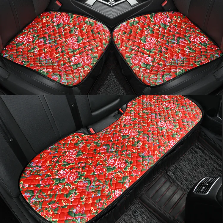 新款东北大花袄冬季短毛绒汽车坐垫网红四季通用印花座垫套小蛮腰