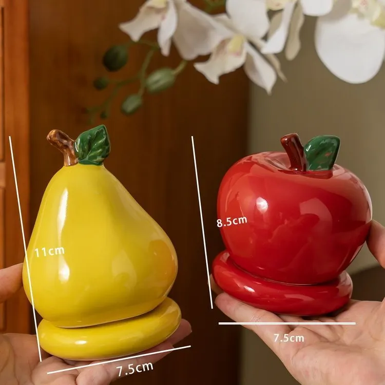 创意水果陶瓷牙签罐高颜值仿真苹果梨牙签筒家用餐桌新中式牙签盒