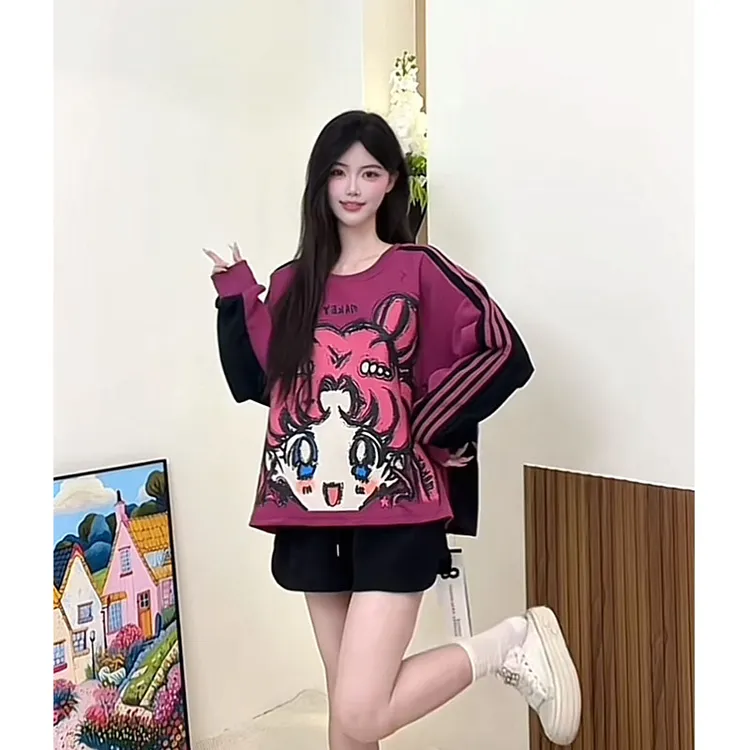（746/747）y2025新款美少女印花长袖卫衣女秋冬宽松上衣