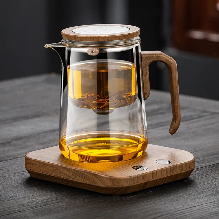 茶方圆新款耐高温带保温底座 磁吸飘逸杯茶水分离泡茶壶 家用办公
