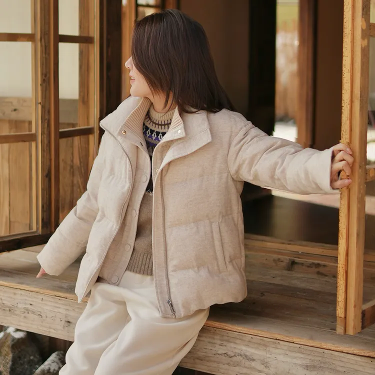 曼辰manchenh"冰原暖域"进口羊绒羊毛花纱呢鼎奢鹅绒服