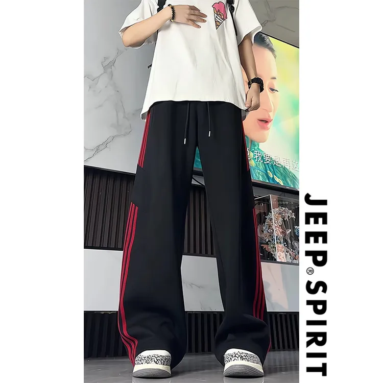 【高品质】JEEP吉普美式三杠cleanfit休闲卫裤高级感设计百搭运动裤