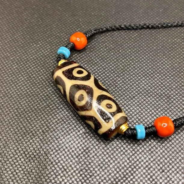 台珠手工珠老冯冯传惠超顶板珠多图腾天珠设计款锁骨链