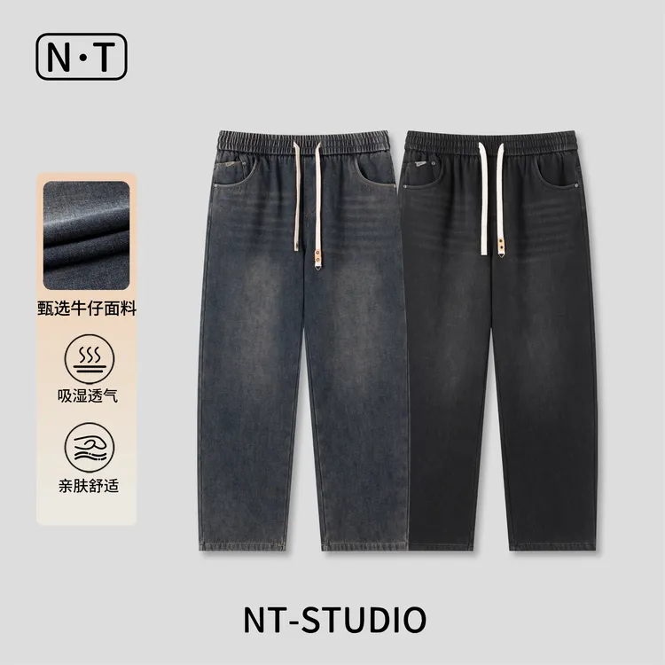 男士冬季加绒加厚水洗松紧腰牛仔裤ZM25-609