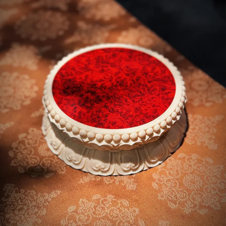 高端中式双莲花底座茶室摆件花盆佛像绿植盆景茶桌底座工艺品底座