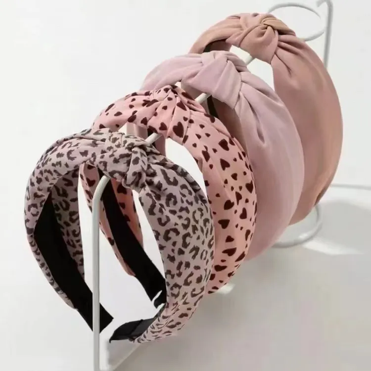 新款奶茶系打结发箍时尚豹纹系宽边发箍韩版气质百搭头饰头箍