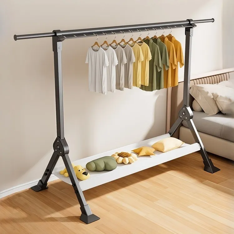 晾衣架落地家用阳台凉衣杆室内外伸缩挂衣服晒衣架晒被子神器