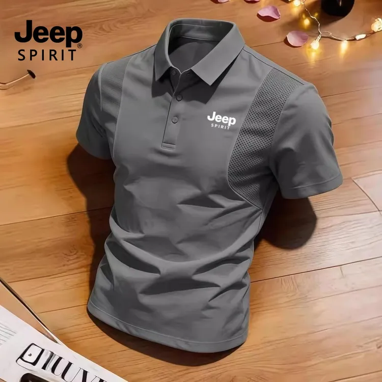 JEEPSPIRIT吉普夏季冰丝透气速干短袖POLO衫男士休闲翻领T恤上衣
