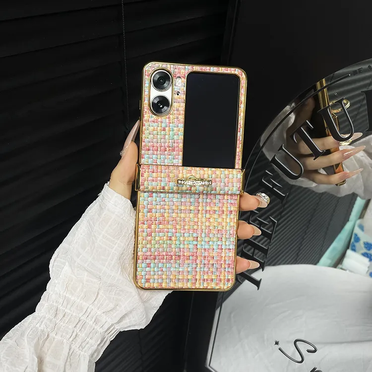 适用于oppofindn2flip手机壳新款中轴保护指环编织纹n2flip保护壳