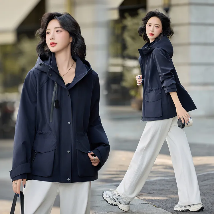 高级感时尚连帽风衣外套女2025秋季新款韩系宽松百搭巨好看大衣女