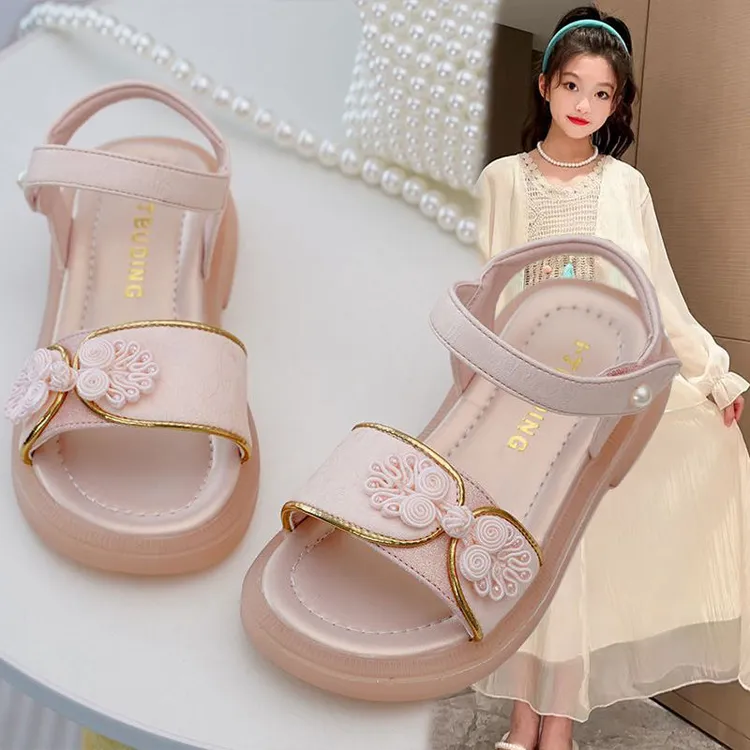 女童凉鞋儿童汉服鞋2025夏季复古童鞋新中式沙滩鞋露趾公主鞋子