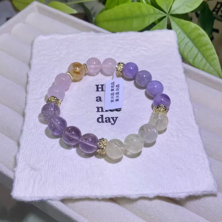 天然水晶手串高级感单圈手饰水晶转运小众设计手串甜美