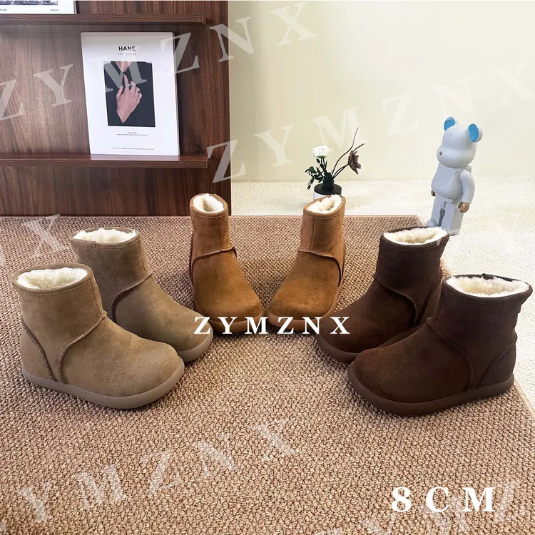 【平增高8cm】奶栗子羊毛内增高雪地靴加绒秋冬百搭女鞋短筒靴P093