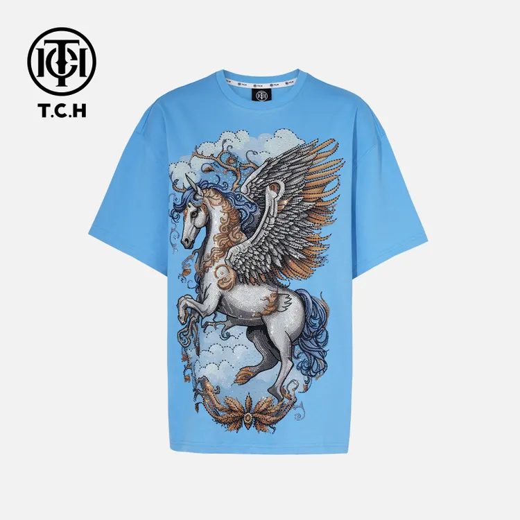 TCH私服烫钻工艺时尚休闲百搭气质重工T恤女T75C10E9005轻奢tch