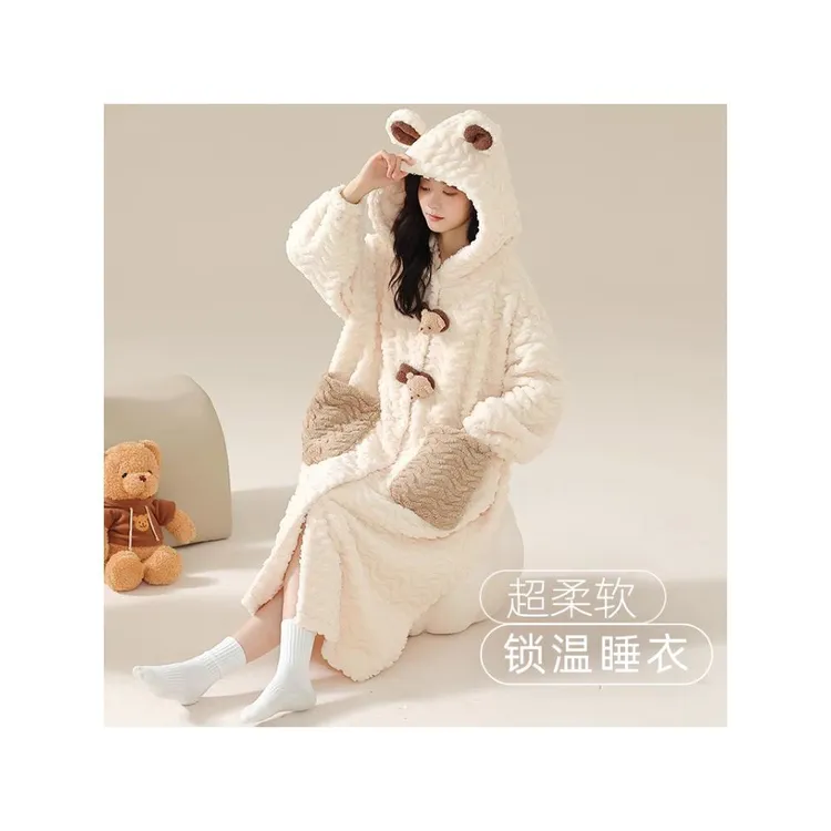 宝藏小店维多利亚德国毛绒睡衣女冬季珊瑚绒加厚加绒秋冬长款睡袍