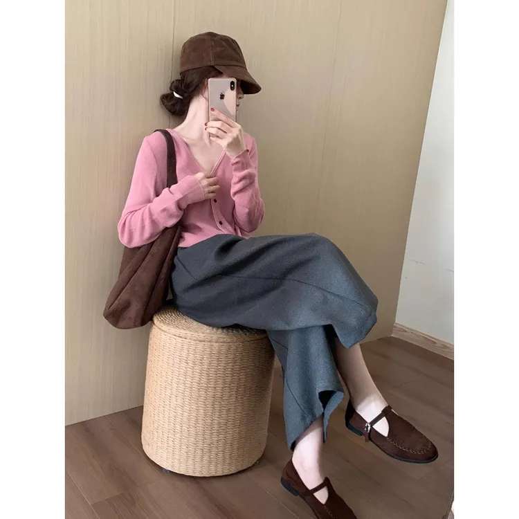 高级感粉色开衫2025秋季新款韩版百搭减龄高腰休闲裤套装女