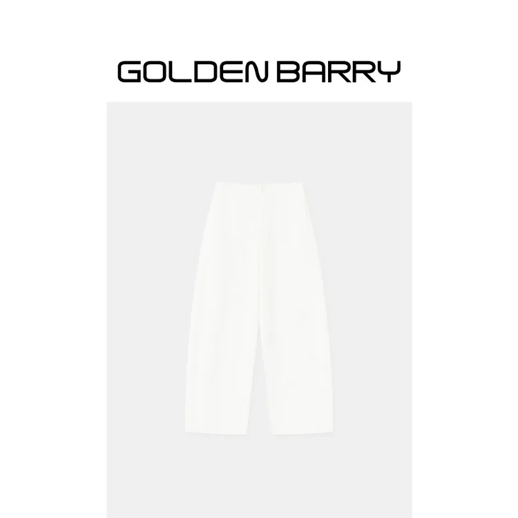 GOLDENBARRY「云白棉语」空气层弯刀休闲裤GB060708018