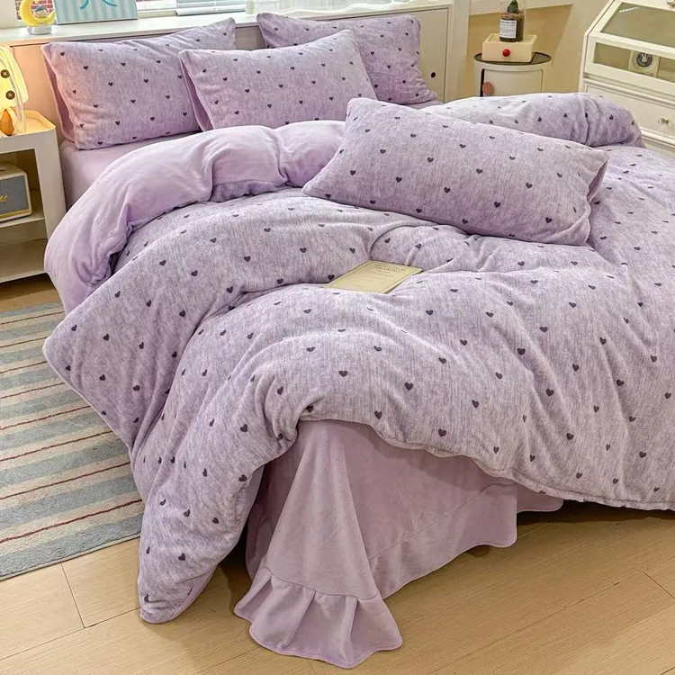 【冬季新款】冬天牛奶绒四件套加绒加厚不掉毛抗静电防滑保暖床品