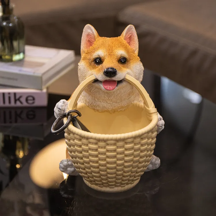 可爱狗狗进门入户玄关钥匙收纳摆件家居客厅电视柜装饰品乔迁礼物