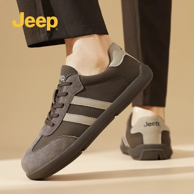 Jeep吉普男鞋2025冬季新款复古软底防滑休闲德训鞋真皮运动板鞋子