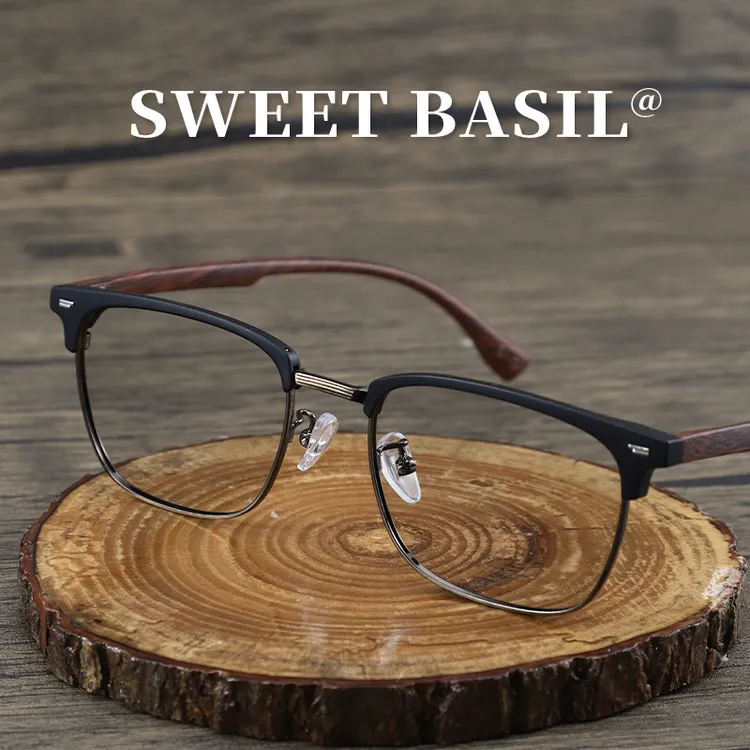 Sweet basil/紫淑木纹理工男镜框斯文男士复古眼镜防蓝光近视眼镜