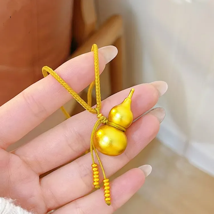 铜合金吊坠 古法流苏葫芦吊坠项链实心素面福禄毛衣链（赠礼盒）