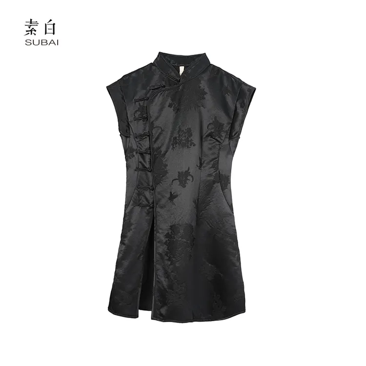 素白【春丽】Q01952提花斜襟盘扣上衣