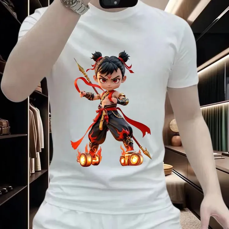 【叱咤风云】高品质新款重磅轻奢百搭极简印花流行圆领时尚宽松短袖