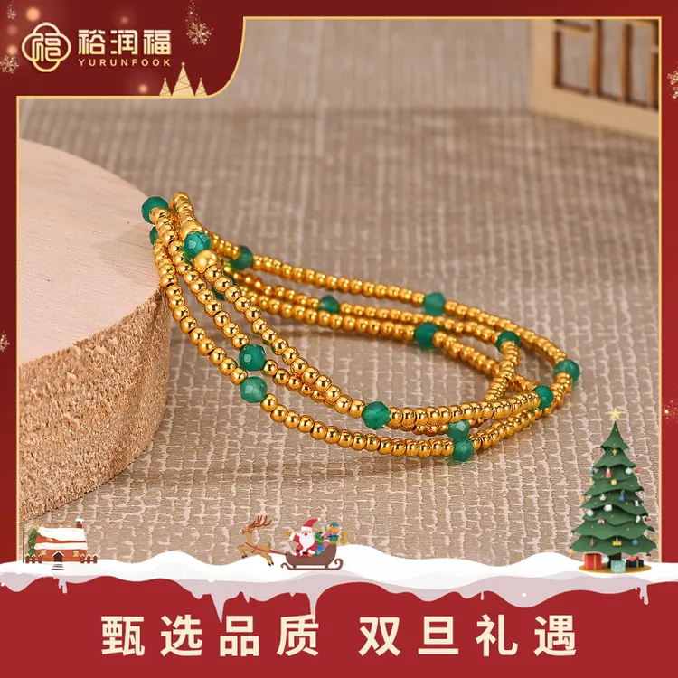 【十二期免息，七天保价】【裕润福】足金999古法极细转运珠手链手工