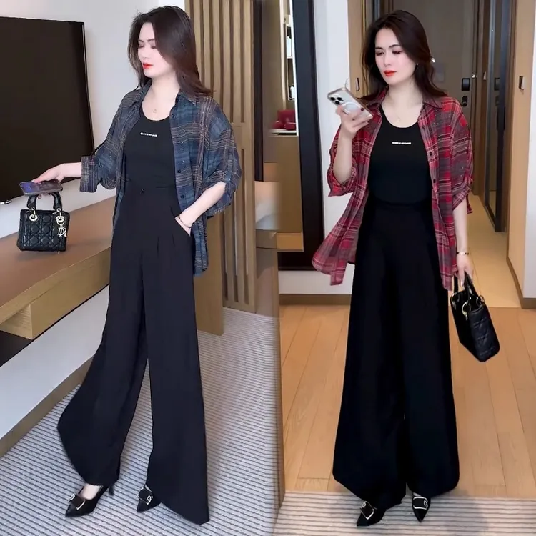 格子衬衫女2025夏季新款时髦洋气薄款宽松中长款插肩袖防晒衬衣潮