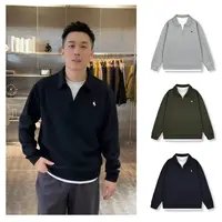 【峰秋季拼接假两件纯色刺绣翻领卫衣】潮流百搭翻领卫衣8716