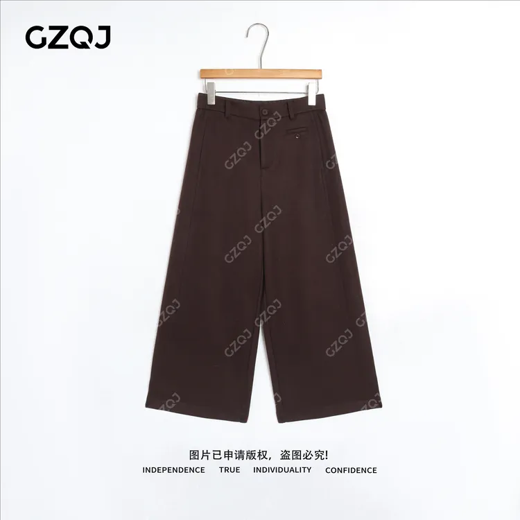 老琴私服【C位裤】琥珀流光风绵羊毛轻职风阔腿高腰九分裤秋冬9600