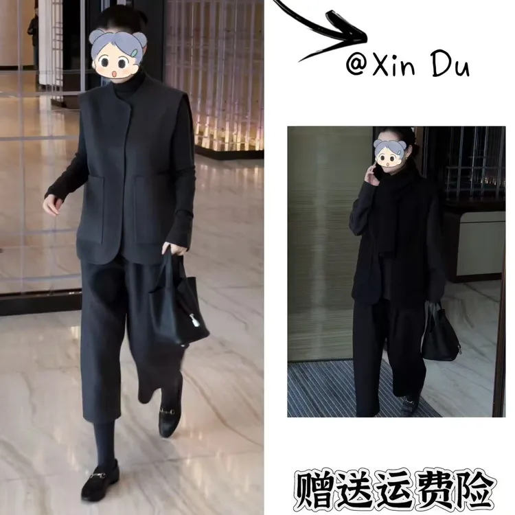 2025秋冬季新款时尚显瘦气质女士网红洋气两件套百搭款D25267