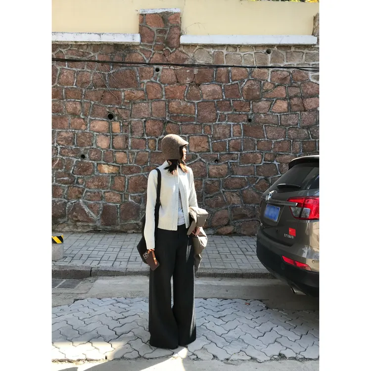 ZHONG HE · 25秋冬新款复古百搭中高腰直筒阔腿休闲显瘦西装裤女