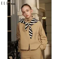 ELLE KIDS 童装休闲立领双头拉链夹克刺绣插肩袖短外套时尚气质F2