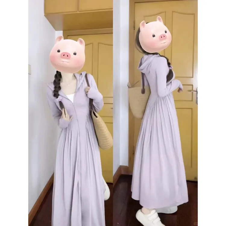 防晒衣女长款全身夏季新款防紫外防晒服连衣裙收腰长裙薄外套开衫