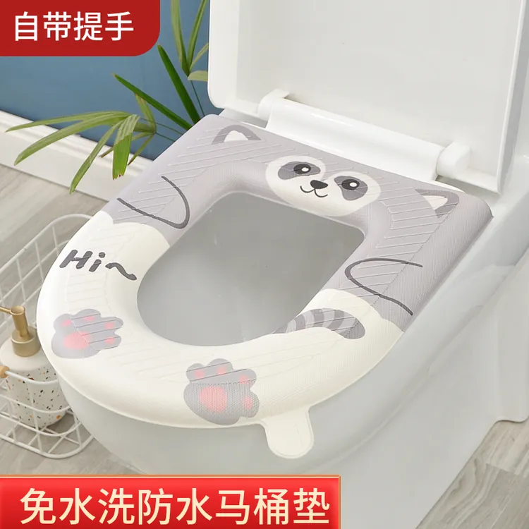 防水加厚通用四季家用坐便套手提马桶垫可爱垫子座便垫粘贴式套垫
