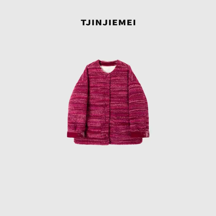 T井姐妹【树莓】超显白设计感羊毛混纺小香鹅绒服外套YRF2511-TJ572