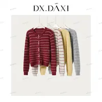 DX.DAXI【草莓味冬天】新款秋冬条纹时尚针织毛衫外套外穿毛衣女
