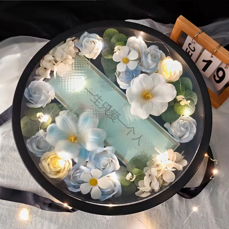 圆形永生玫瑰花香皂花DIY材料包可自制花束礼盒生日礼物送男友