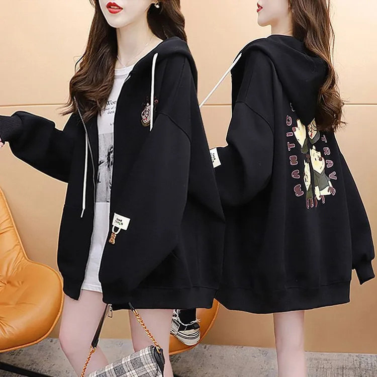 胖mm大码薄款连帽开衫卫衣女春秋季2025新款韩版外穿百搭上衣外套