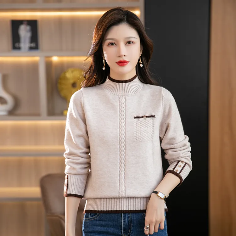 加厚保暖半高领针织衫女秋冬新款时尚洋气内搭宽松显瘦针织打底衫
