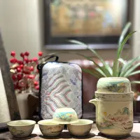 当代汝窑【山水】一壶4客杯 （紫白包）