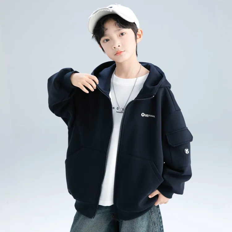 男童秋装外套2025新款中大儿童春秋季连帽上衣男孩秋款开衫帅气潮