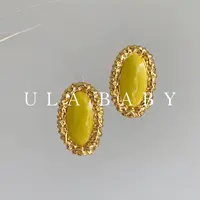 铜合金耳饰 【喜儿ula】6-25-13轻奢中古气质椭圆焦糖纹理感耳钉